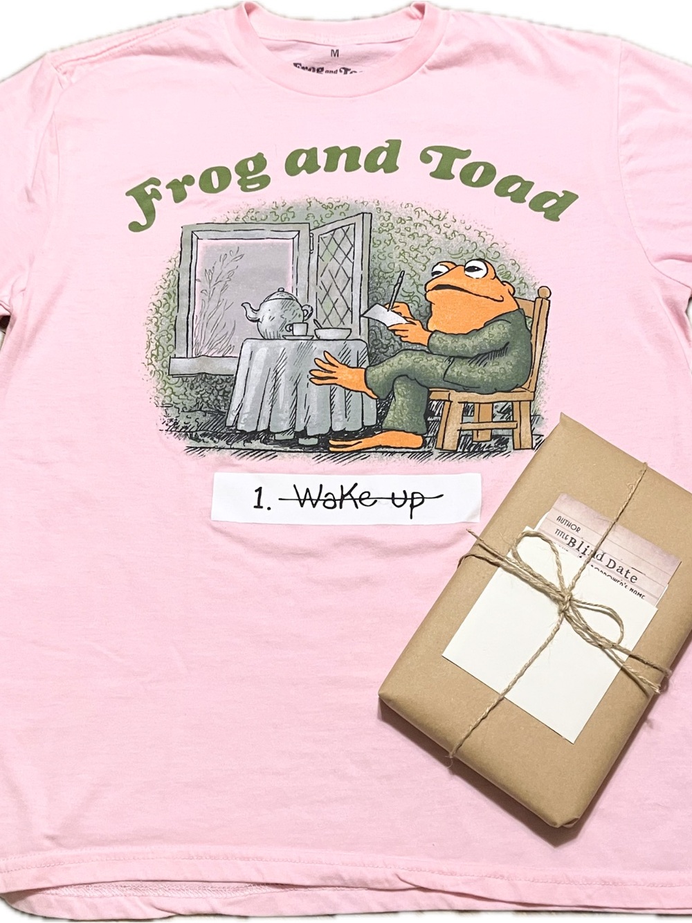 Frog and Toad Graphic Tee - Size Medium + Blind Date with a Book Bundle